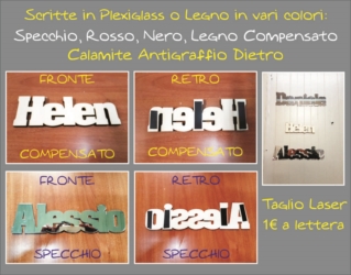 Scritte Plexiglass o Legno